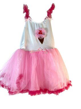 Princess Expressions Girls Dance Costume Pink/White Ice Cream Cone Size M 8